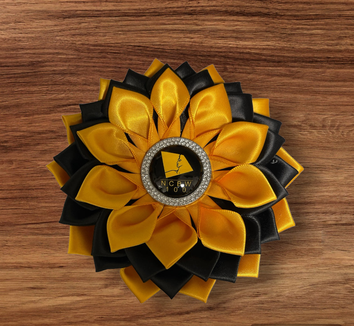 NCBW Gold Flower Brooch with Magnetic backing